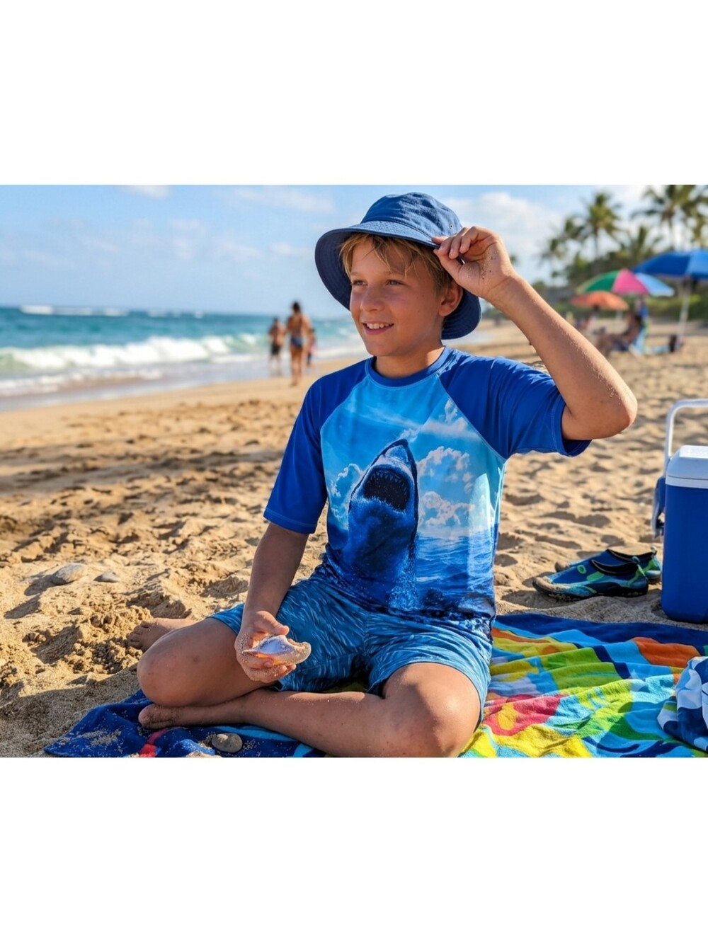 Wonder Nation Boys Husky Shark Rashguard